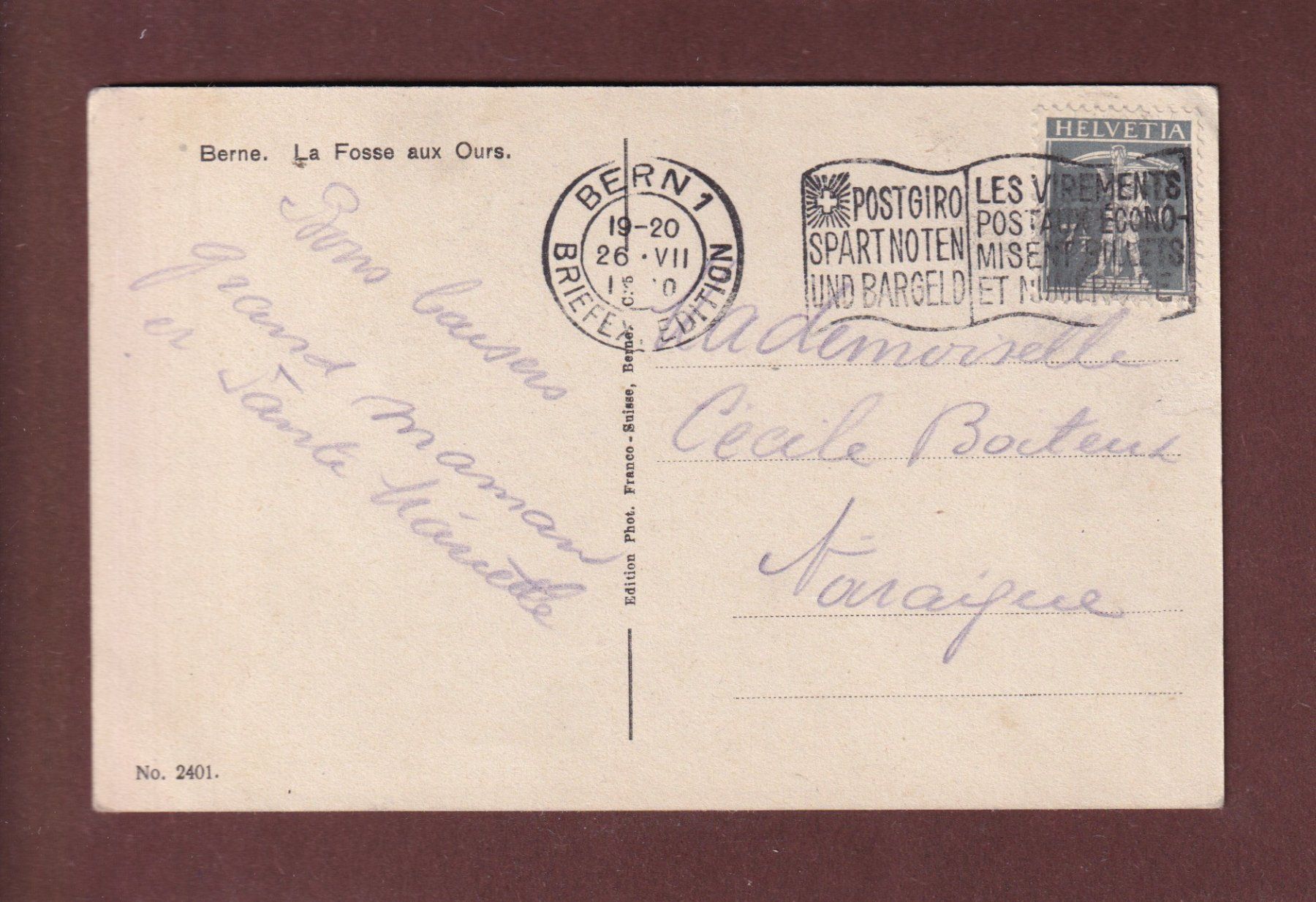 Ansichtskarten: BERN - Bärengraben - 1920 – Gebraucht aus Pully von nicecards-shop 1