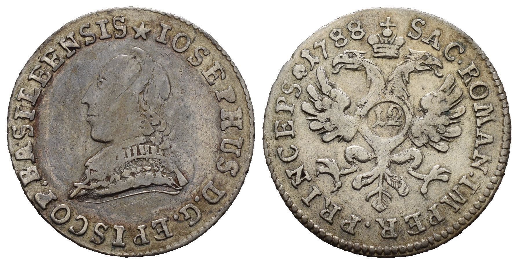 Alle Münzen: Basel Bistum 12 Kreuzer 1788  /194 – Gebraucht aus Trimbach von Solothurn1