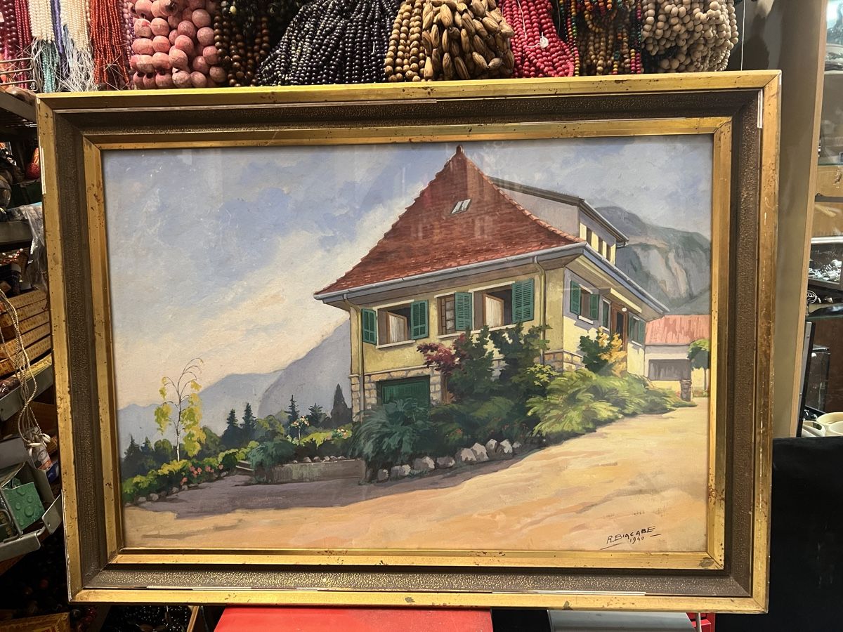 Gemälde: SIGNÉ R.BIACABE DATÉ 1940 aquarelle – Gebraucht aus Genève von Qanil77