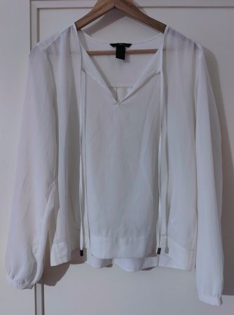 H&M Chiffonbluse, Weiß, Gr. 38, Elegant & Luftig