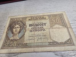 Banknote 50 Dinara Serbien 1941 guter Zustand