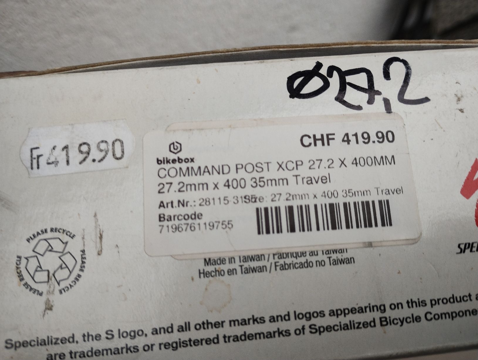 Pezzi di ricambio: Specialized Command Post XCP 27.2 x 40mm Dropper Post Carbon – Nuovo (secondo la descrizione) da Oetwil am See venduto da Kukuxumusu 2