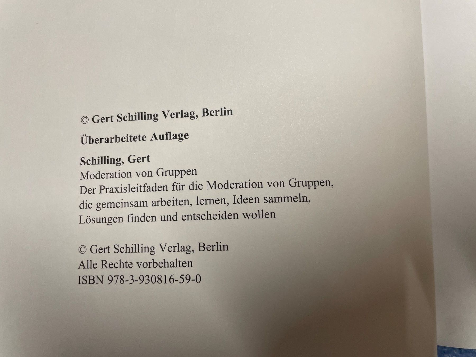 Libri: GERT SCHILLING - Moderation Von Gruppen – Usato da Frasnacht venduto da GracyStore 2