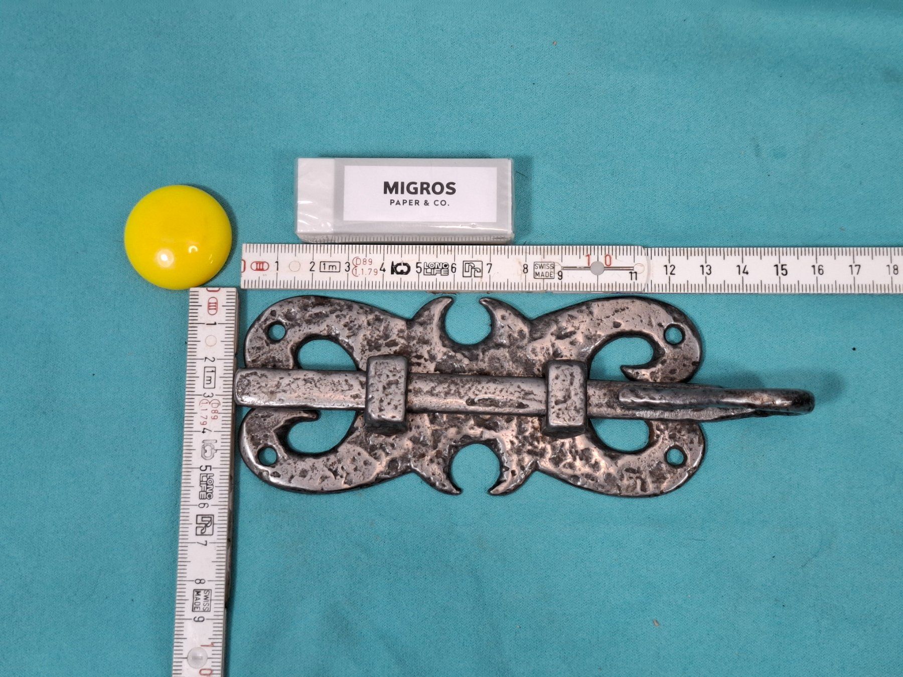 Schlösser: 1 schöner antiker Stossriegel 15.5cm, Eisen (4054#MBS3) – Gebraucht aus Baar von rocca268 7