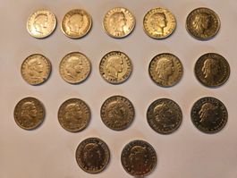 20 Rappen, 17 Stk. Lot. ab 1884 bis 1936