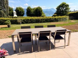 6 bequeme Gartenstühle Edelstahl/Textil guter Zustand