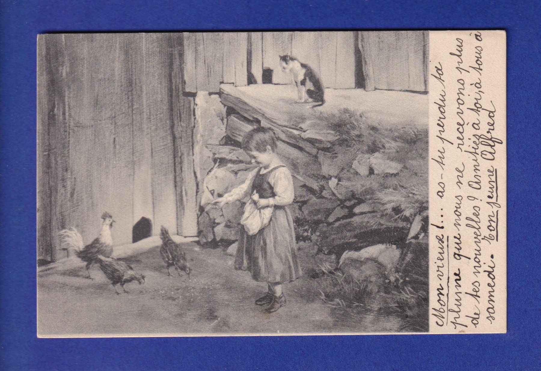Cartoline postali: ENFANT - Avec les poules – Usato da Pully venduto da nicecards-shop