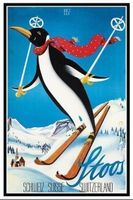 Blechschild-STOOS MIT PINGUIN AUF SKI