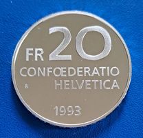 20 Fr. 1993 Silber Paracelsus PP mit Kapsel und Etui
