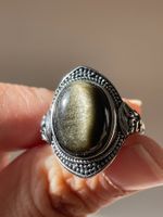 Goldobsidian Vintage-Stil Edelsteinring Verstellbar