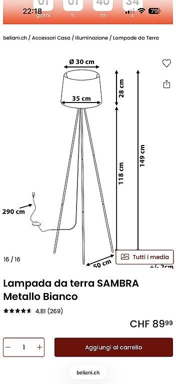 Lampade: BELIANI - Lampada Bianca – Nuovo e nell'imballaggio originale da Chiasso venduto da D.erre 2