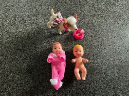 2 Barbie Baby von 1973 + Barbie Hund