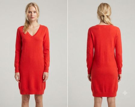 Robe pull Authentic Cashmere rouge taille S 36