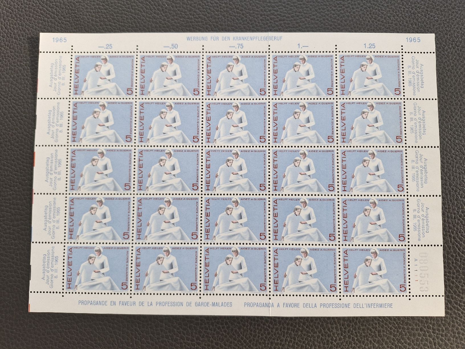 Tutti i francobolli: Werbung f.d. Krankenpflegeberuf 1965 Briefmarkenbogen postfr – Nuovo (secondo la descrizione) da Frauenfeld venduto da Kasico