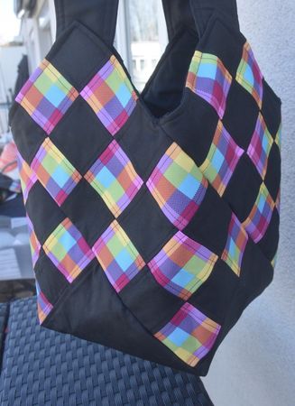 Shopper Patchwork Tasche mit Wasserabw. Stoff mit Täschchen