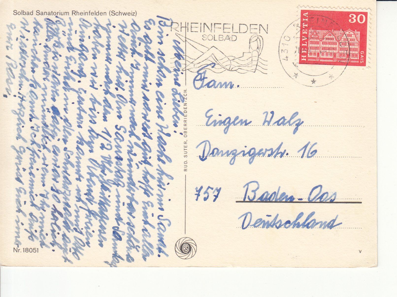 Cartoline postali: Rheinfelden Solbad 1971 – Usato da Bürglen TG venduto da StampGraf 1