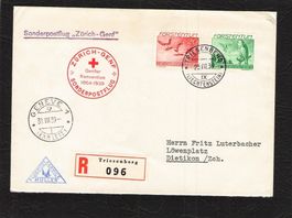 Sonderpostflug Zürich - Genf , Liechtenstein,gel. 25.Vlll.39