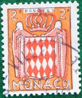 Monaco Briefmarke 2 Fr. rot/weiss,