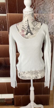 Pullover Rippstrick Gr.S hellgrau, Basic