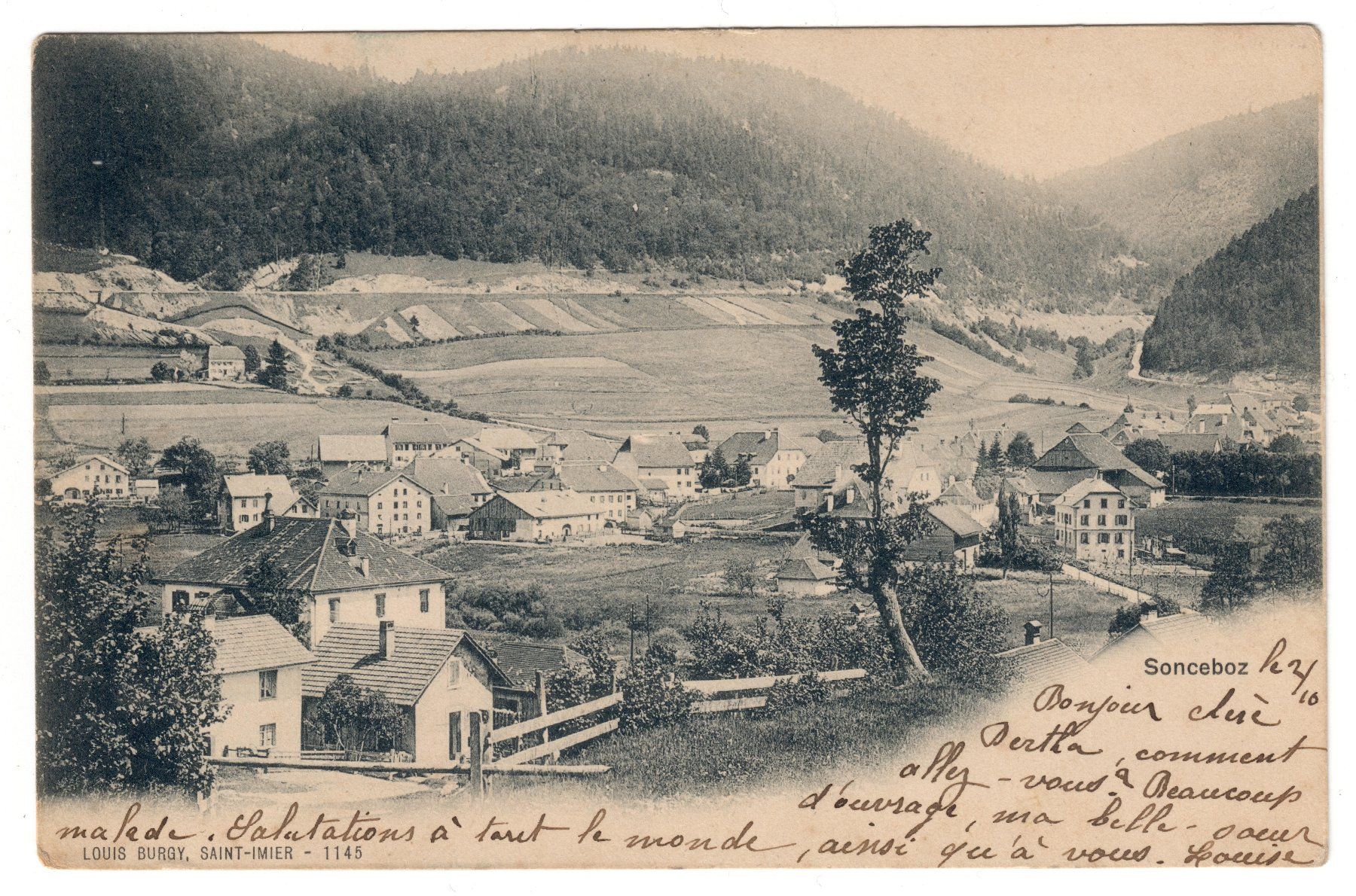 Cartoline postali: AK Sonceboz 1901 – Usato da Küttigen venduto da Jupiterfred