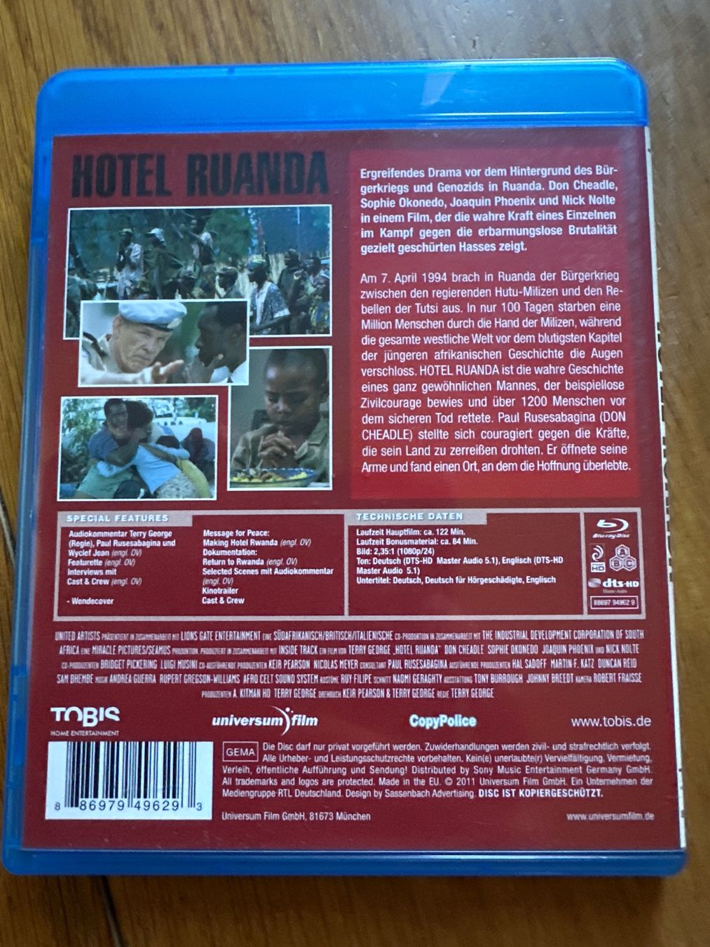Tutti i DVDs: Hotel Ruanda blu ray, Don Cheadle – Usato da Benken ZH venduto da Audi-erich 1