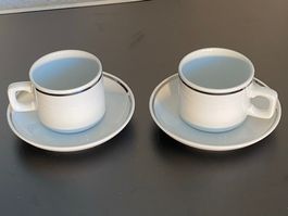 2er Set Porzellan Espressotassen mit Unterteller