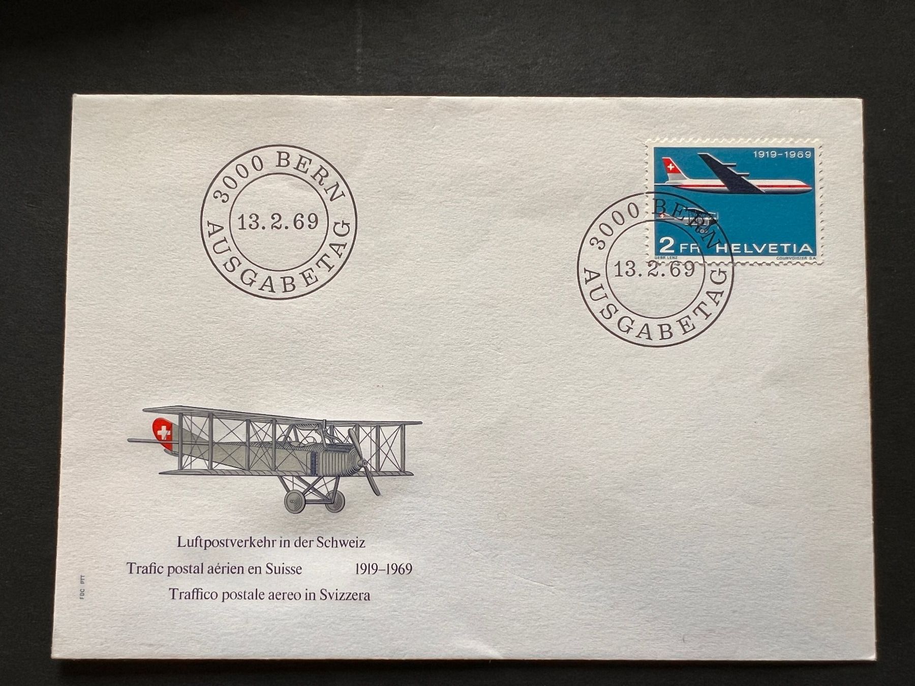 Tutti i francobolli: Luftpost Erstag FDC 1969  (R108) – Usato da Hinwil venduto da Sidi4