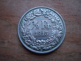 (W5) 1/2 Franken 1913 UNZ