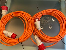 Verlängerungskabel 230/400V 16A 2 Stück Orange guter Zustand