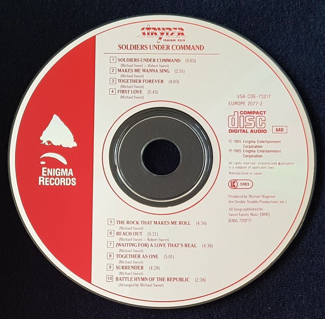 CD: Stryper – Soldiers Under Command - 1986 - US First Press – Usato da Uster venduto da Zardodel 2