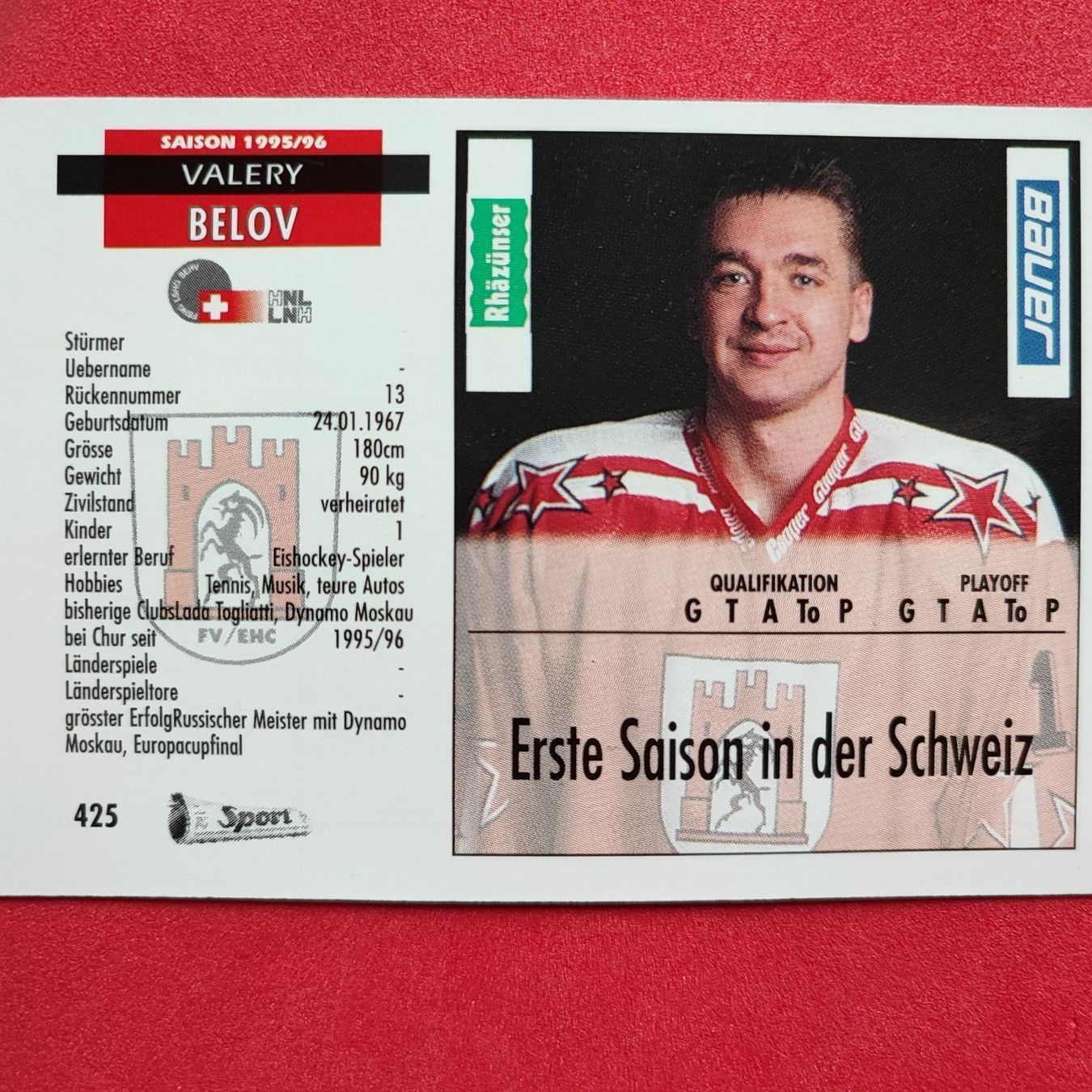 Carte collezionabili: Valery Belov - EHC CHUR - 1995/96 – Usato da Dübendorf venduto da kb86_MOVIE 1