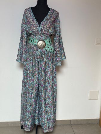 Boho Maxihosenrock und Bluse aus Seide