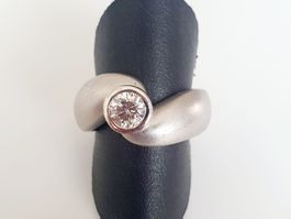 Solitär-Spannring ,Ring Silber 925 mit Stein Gr.17,6 mm