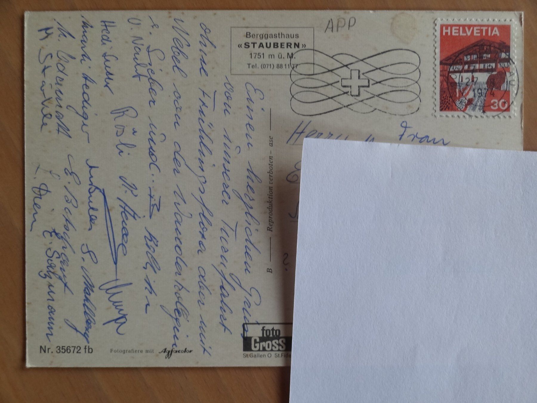 Cartoline postali: Berggasthaus Staubern - Appenzell - 1974 – Usato da St Léonard venduto da Riglin 1