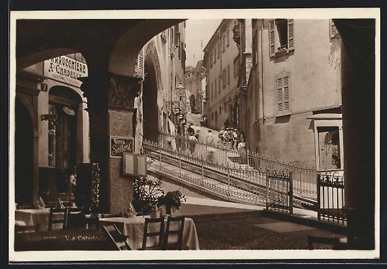 Cartoline postali: AK Lugano, Via Catedrale – Usato da Berlin venduto da bartko-reher