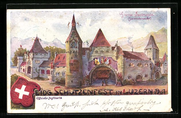 Cartoline postali: Luzern, Grosse Festhalle, Eidg. Schütze – Usato da Berlin venduto da bartko-reher