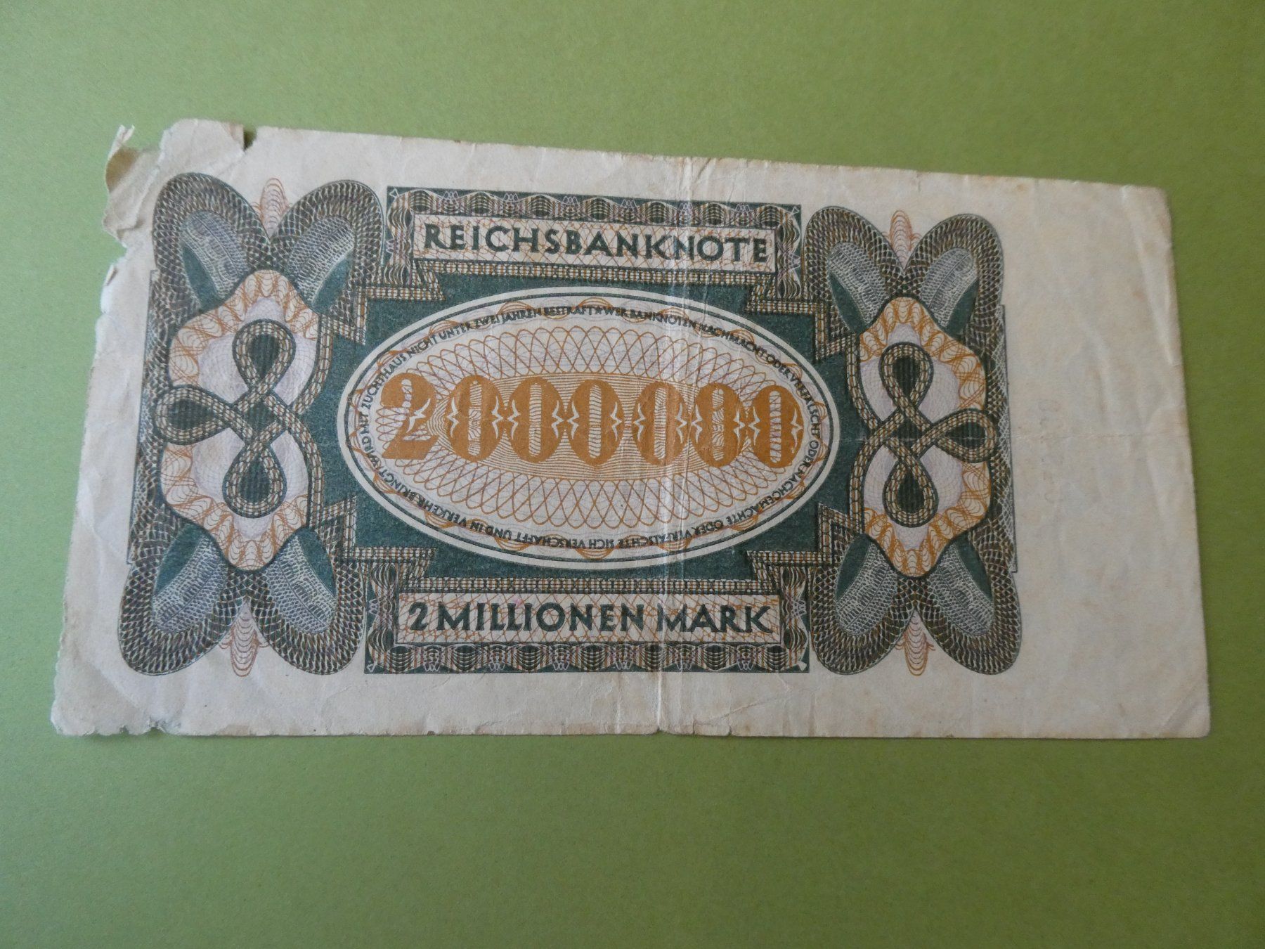 Banknoten: Dt. Reich 1923, 2 Millionen Mark – Gebraucht aus Hinterforst von Rohusri 1