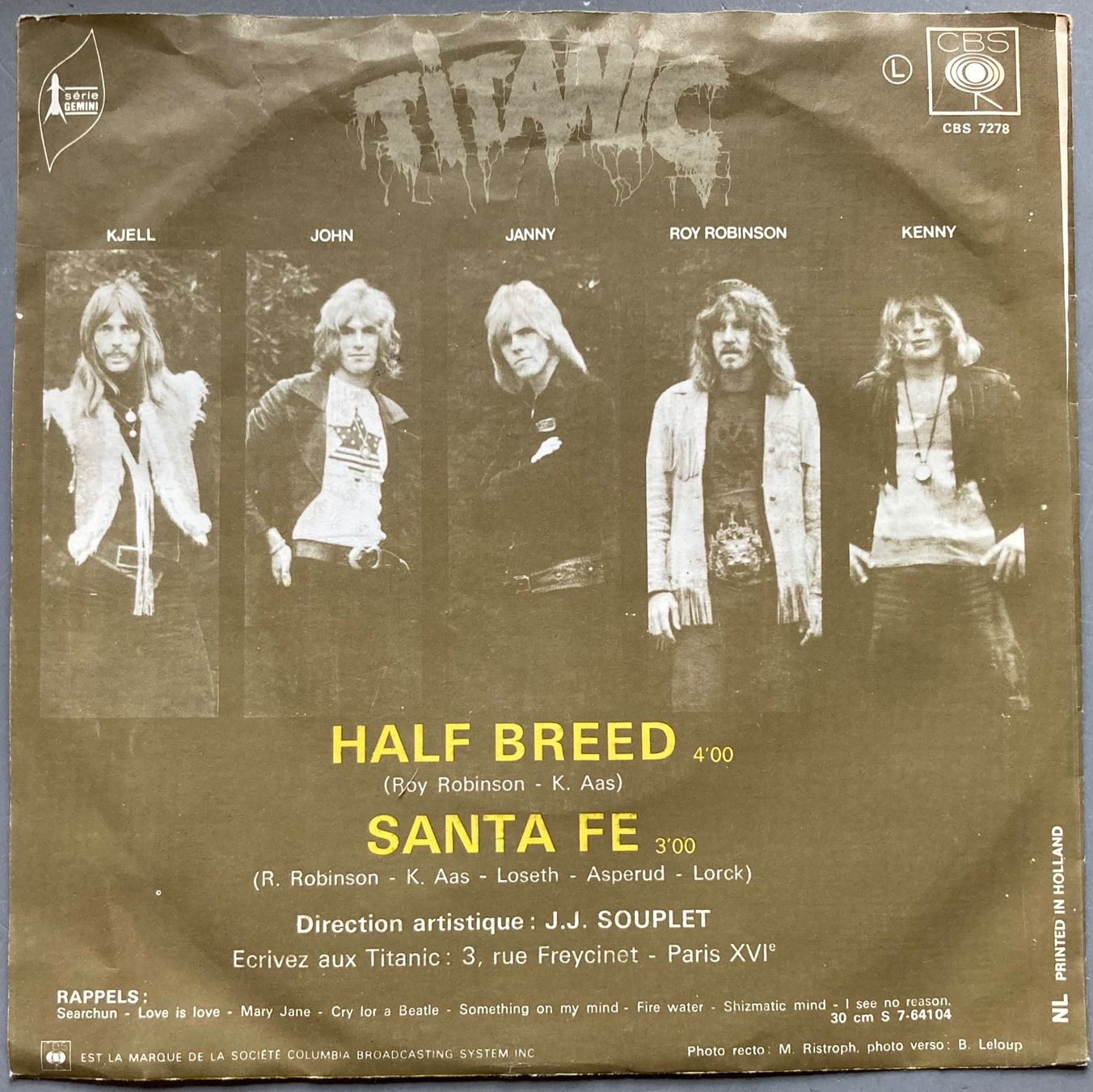 Vinyles: TITANIC - HALF BREED / SANTA FE – Défectueux à Poliez-Pittet par Newtown-Records 1