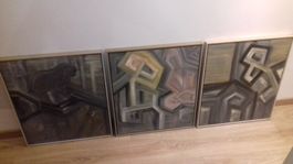 Triptyque 3x toiles originales de Iris LINSI 1938-2018