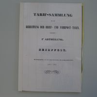 1849-1855: Literatur: TARIF-SAMMLUNG, Briefpost FAHRPOST-Tax