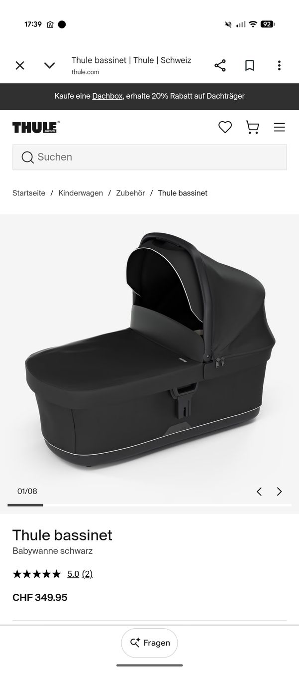 Thule Poussette: Thule bassinet Babywanne – D'occasion à Worben par Marisa1989 2