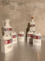 Lot de 7 pots à épices anciens vintage porcelaine céramique 