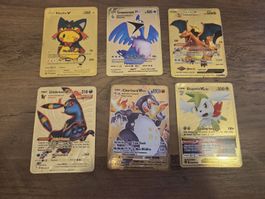 ⭐ 7 Gold Metal Pokémon Style Cards – Unofficial Fan Set