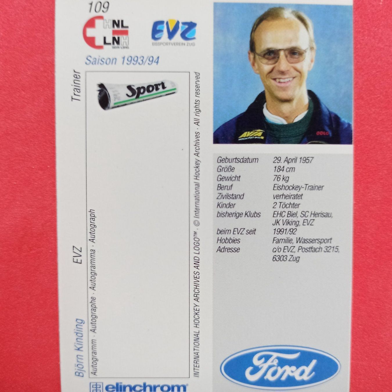 Sammelbilder & Trading cards: Björn Kinding - EVZ - 1993/94 – Gebraucht aus Dübendorf von kb86_MOVIE 1