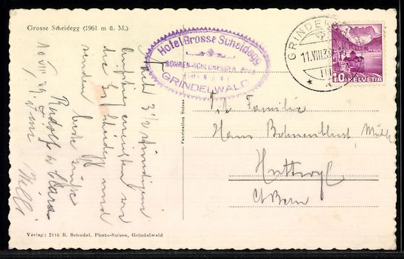 Cartoline postali: AK Grosse Scheidegg, Hotel Grosse Scheidegg – Usato da Berlin venduto da bartko-reher 1