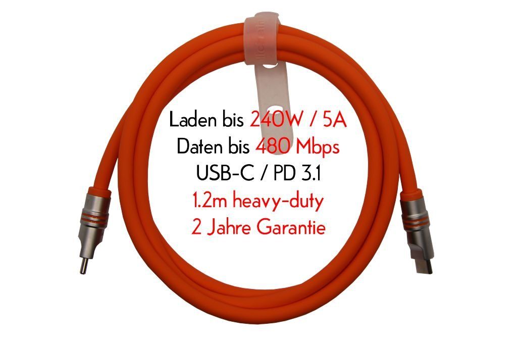 Cavi: USB-C Schnelladekabel + Datenfunktion 1,2m, Silikon, Neuware – Nuovo e nell'imballaggio originale da Gampelen venduto da schlosz_alexander
