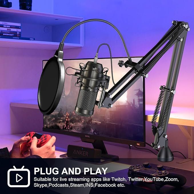 Microfoni: USB Mikrofon Podcasts Mikrofonsets mit Mikrofonständer – Nuovo e nell'imballaggio originale da Herisau venduto da Zevora 4