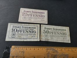Dt. Reich, Siegburg, 3 Notgeldscheine