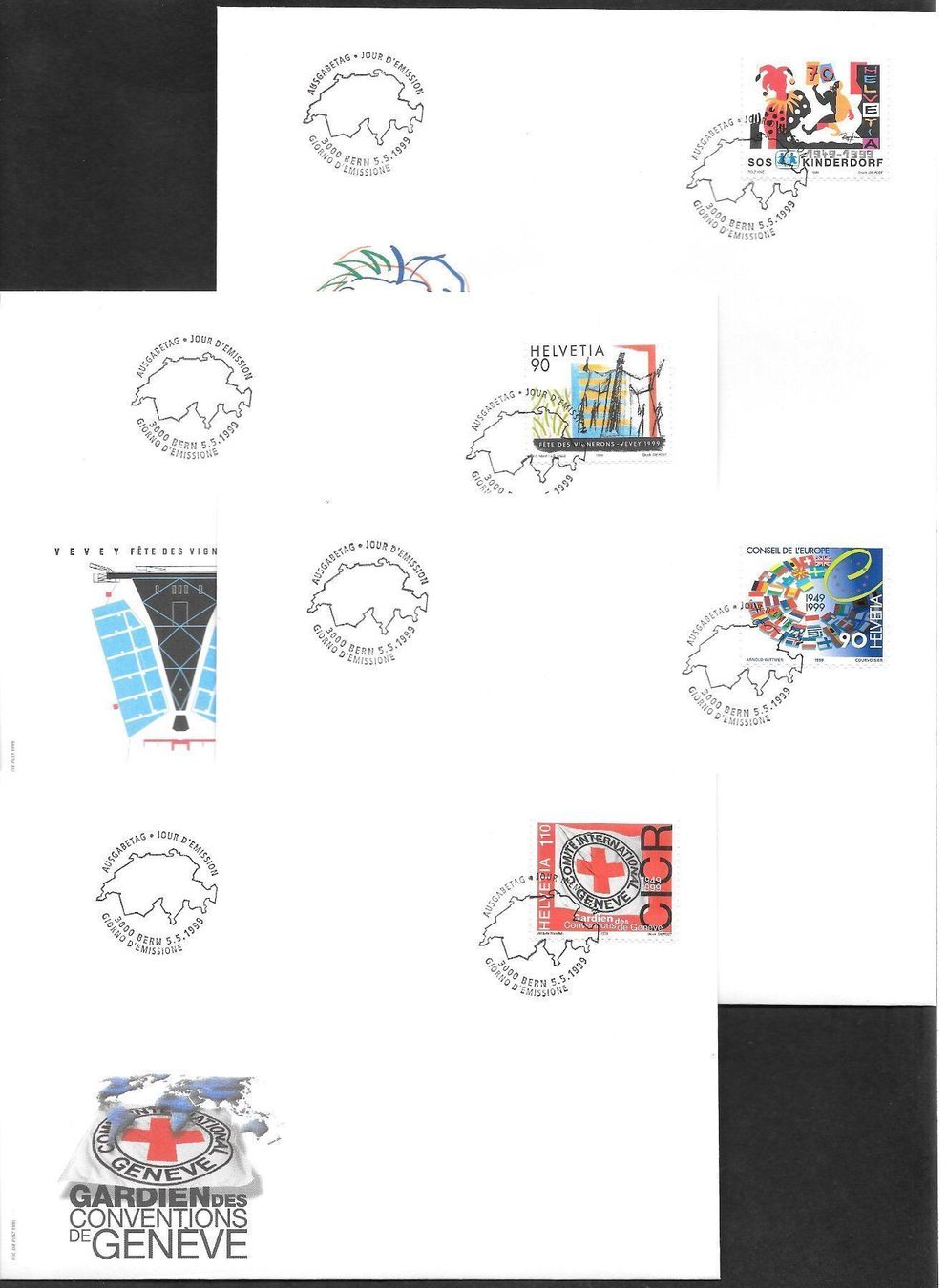 Tutti i francobolli: 4 FDC 973-976 Serie Einzelmarken ET 5.5.1999 – Nuovo (secondo la descrizione) da Olten venduto da clotaldi
