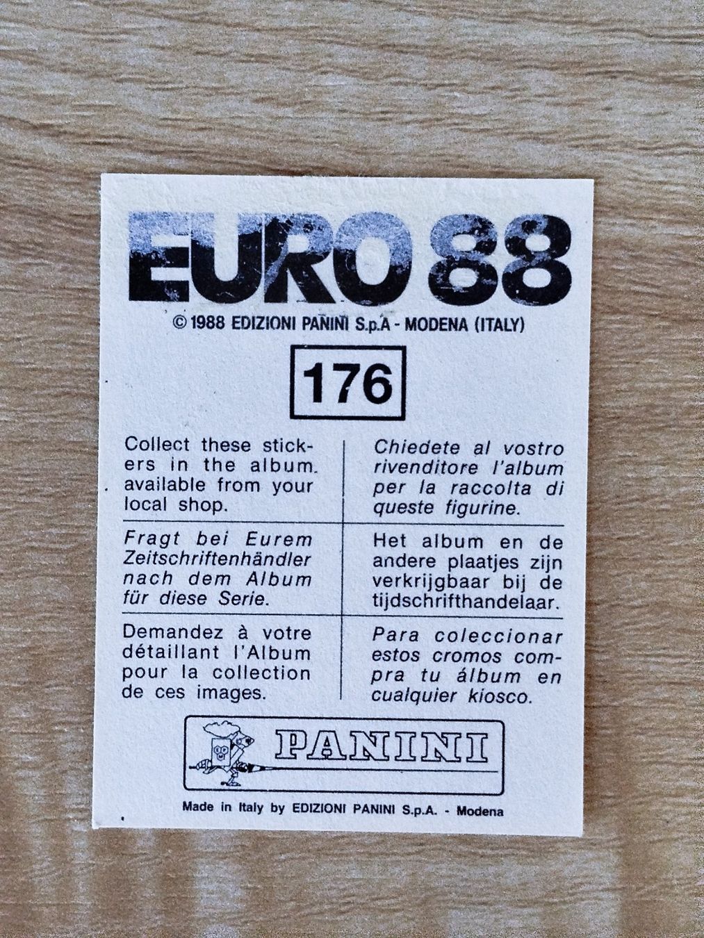 Panini Cartes à collectionner: Panini Euro 1988 Einzelsticker Nr. 176 – D'occasion à Kloten par collectverse 1
